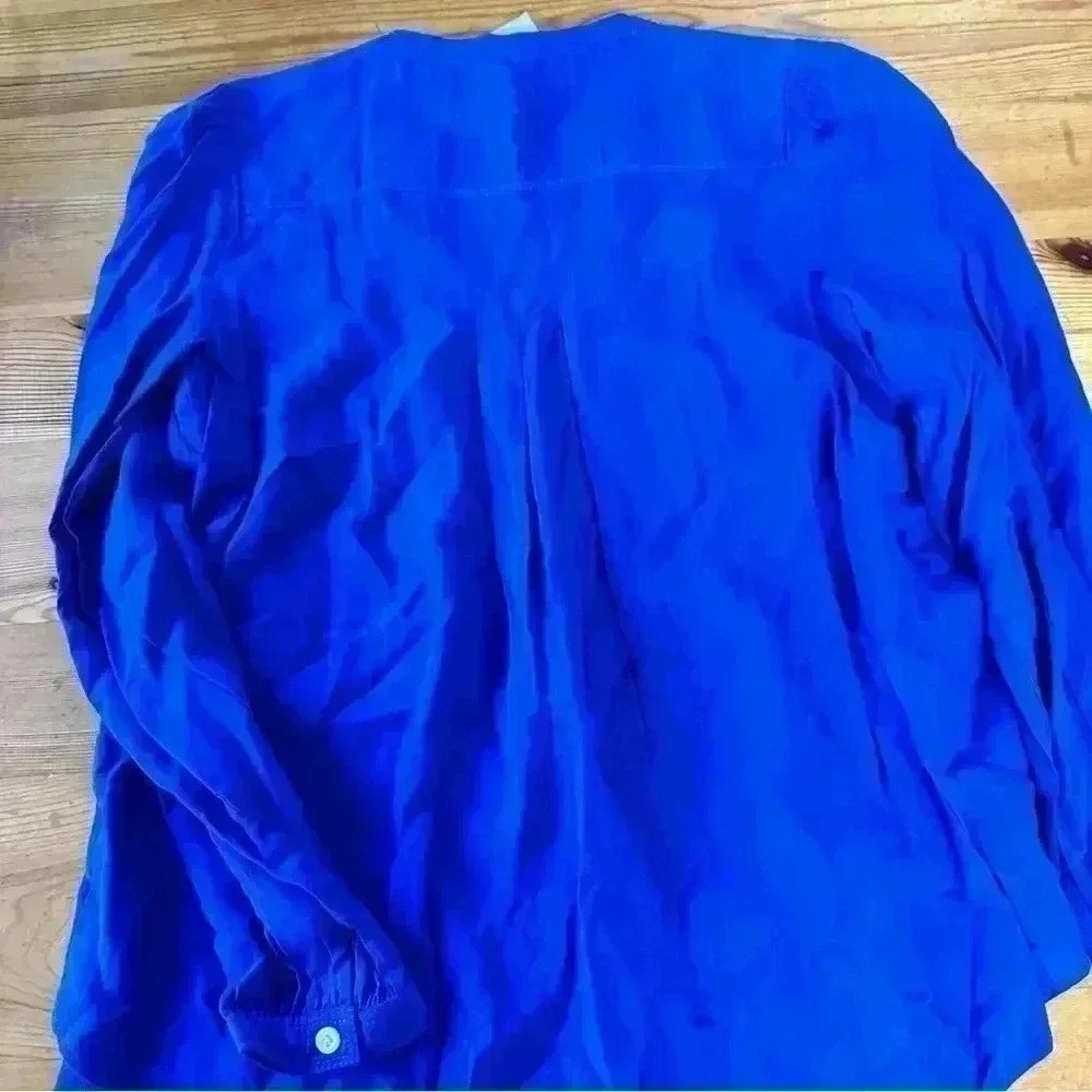 NWT LOFT XS Petites top pleated royal blue - Picture 5 of 9